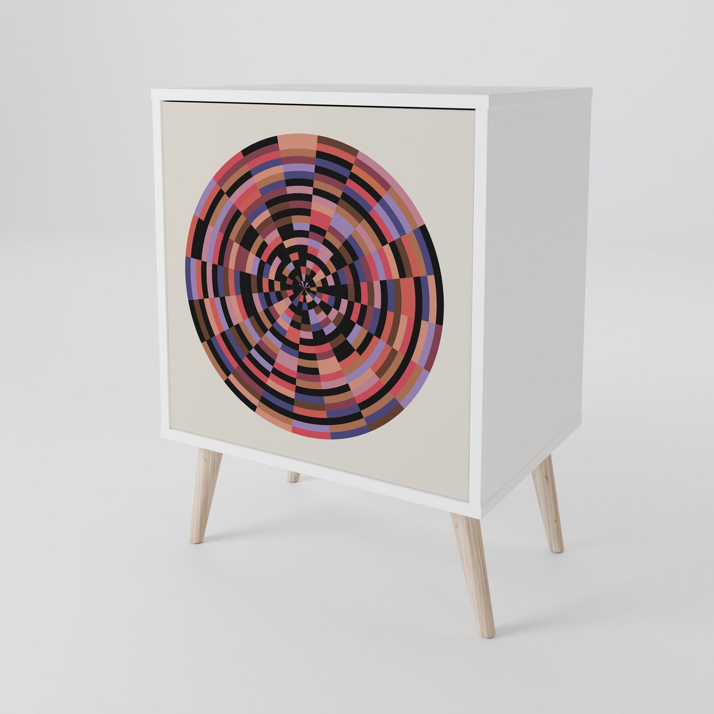 BROWN CIRCLES Madia a 1 Anta in Finitura Bianca