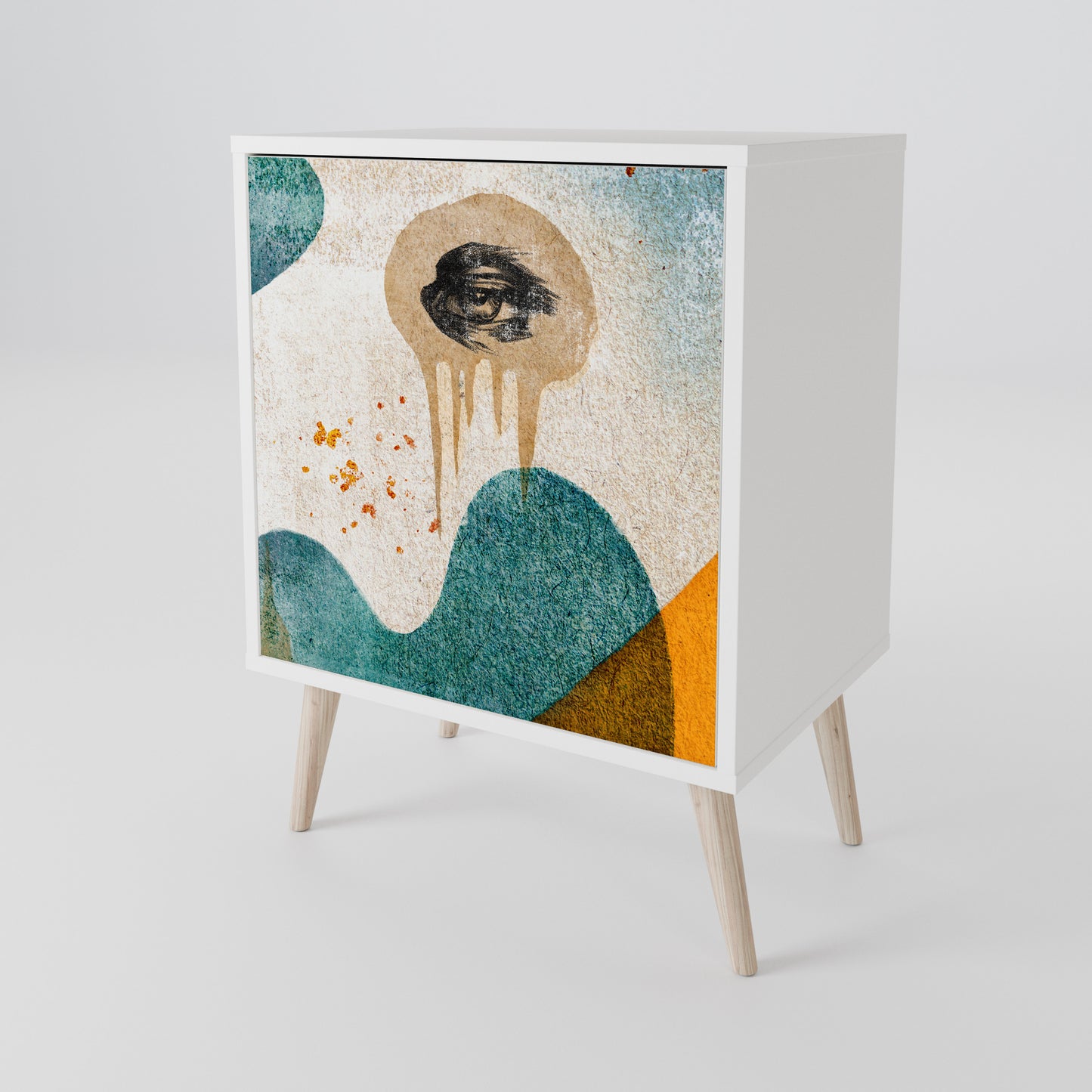 ABSTRACT FACES Madia a 1 Anta in Finitura Bianca