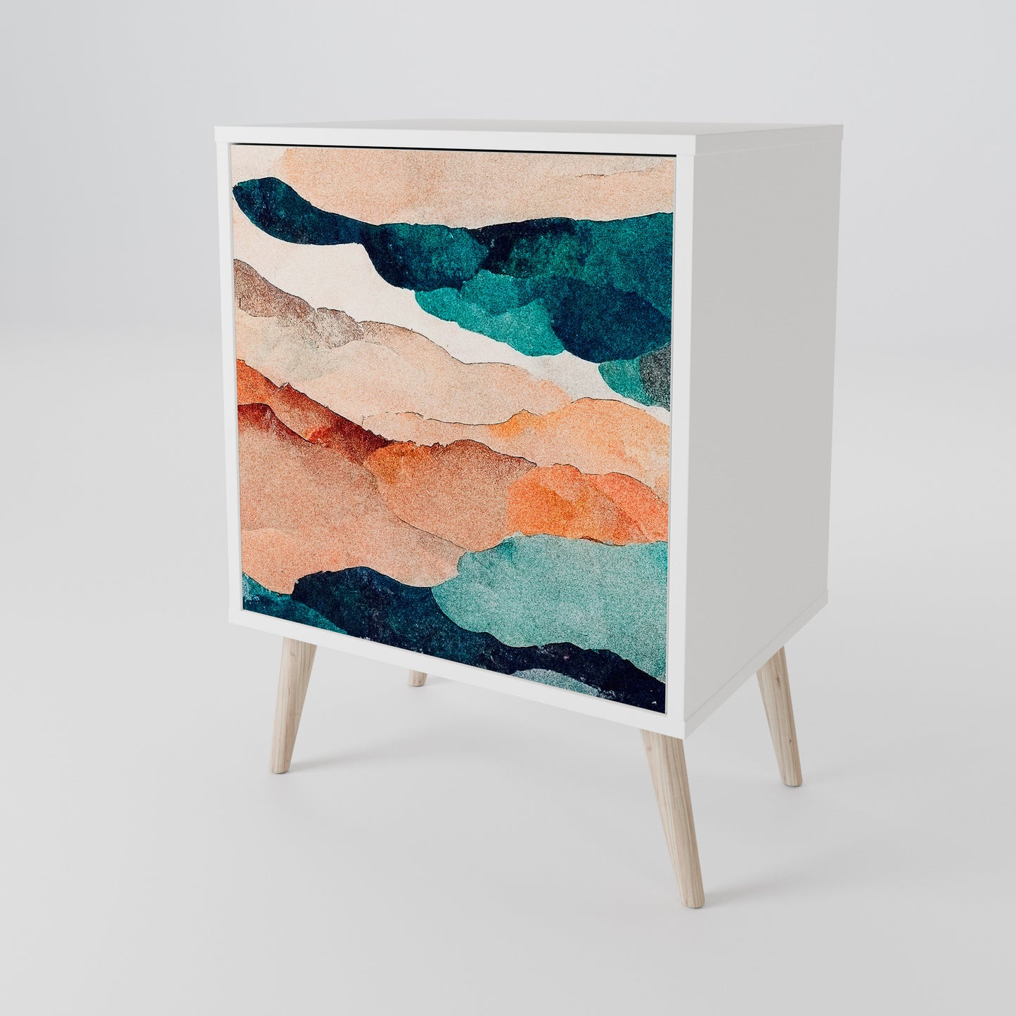 ABSTRACT LANDSCAPE Madia a 1 Anta in Finitura Bianca