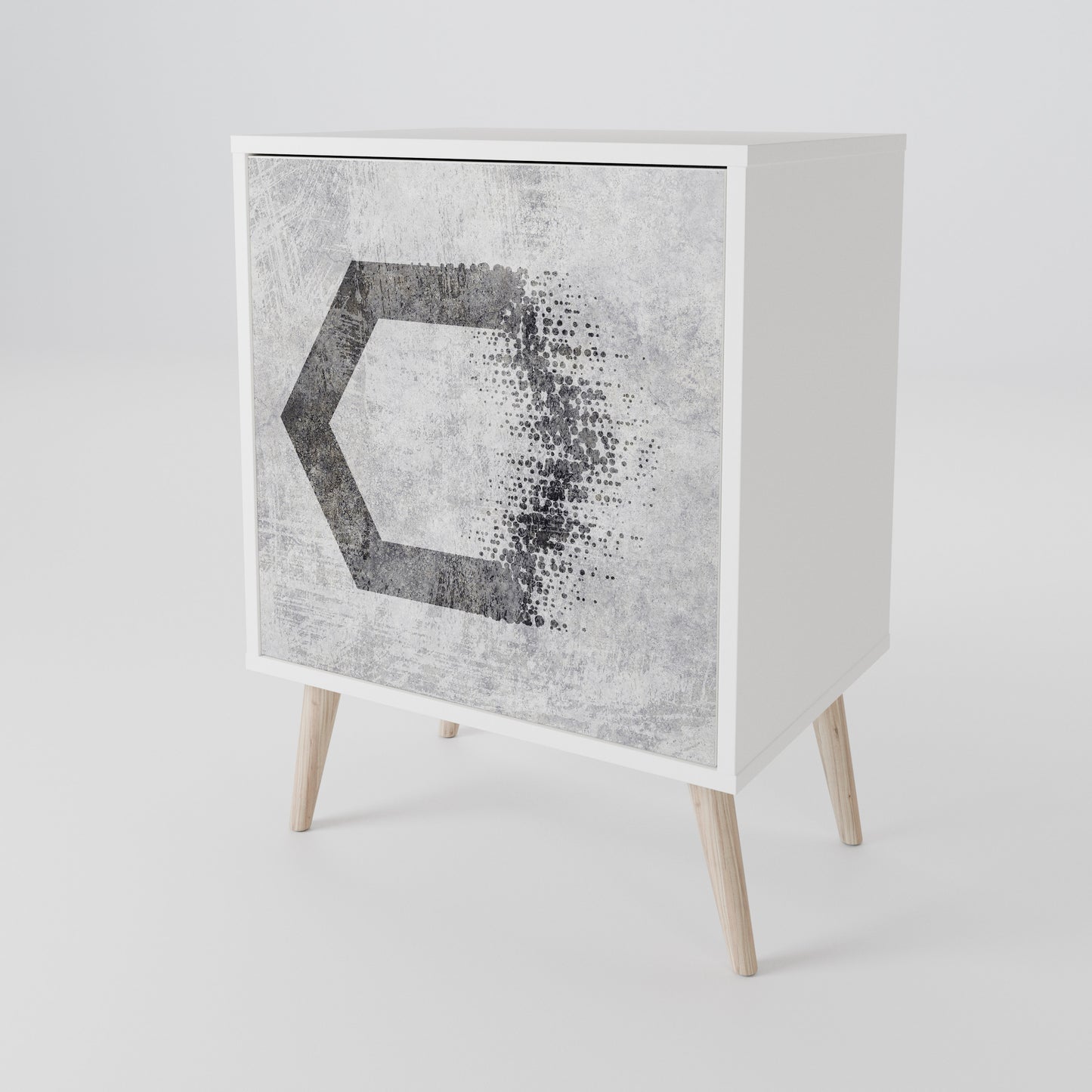 HEXAGONAL FIGURES Madia a 1 Anta in Finitura Bianca