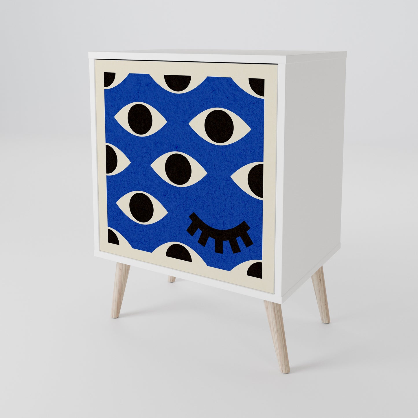 GEOMETRIC EYES 1-Door Sideboard in White Finish