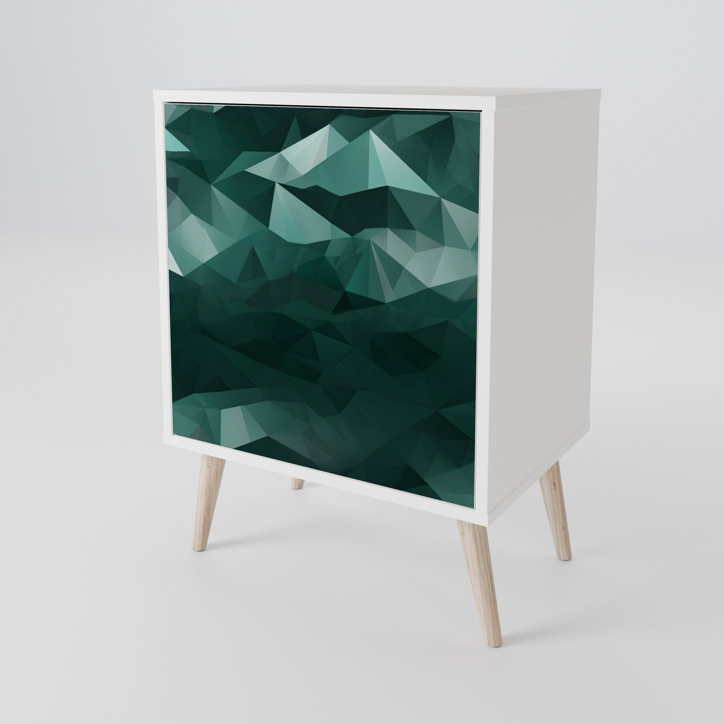 POLYGONAL FLOATING Madia a 1 Anta in Finitura Bianca