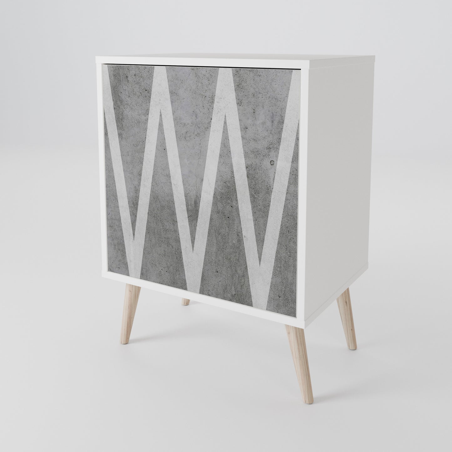 SOLID ZIG ZAG 1-Door Sideboard in White Finish