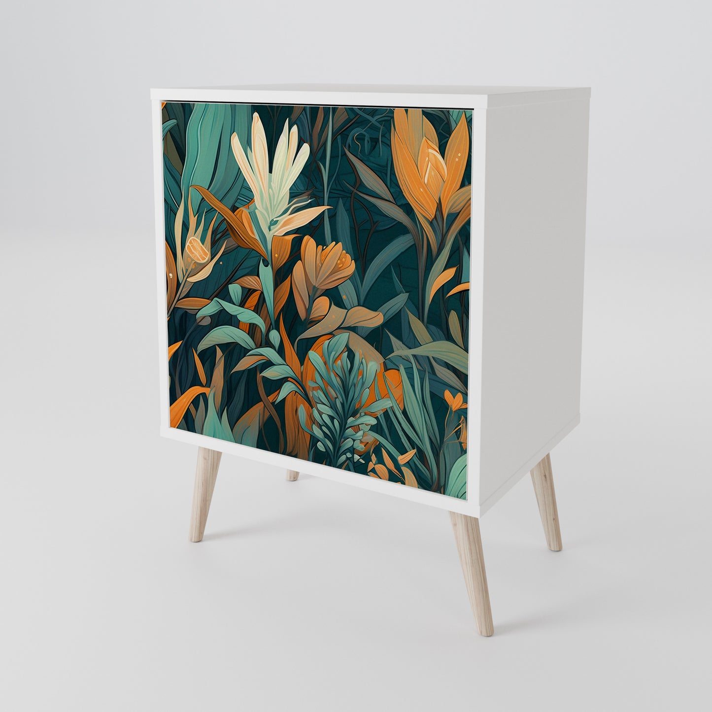 FLORAL SERENITY Madia a 1 Anta in Finitura Bianca