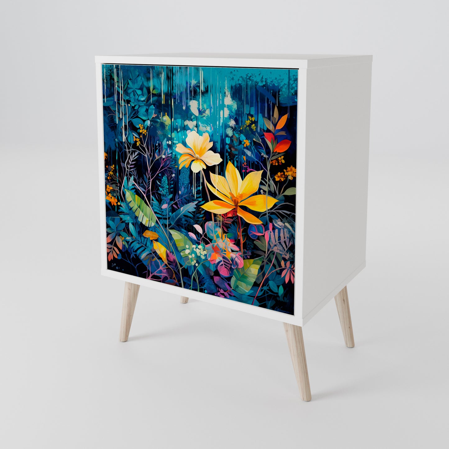 MIDNIGHT BLOSSOM Madia a 1 Anta in Finitura Bianca