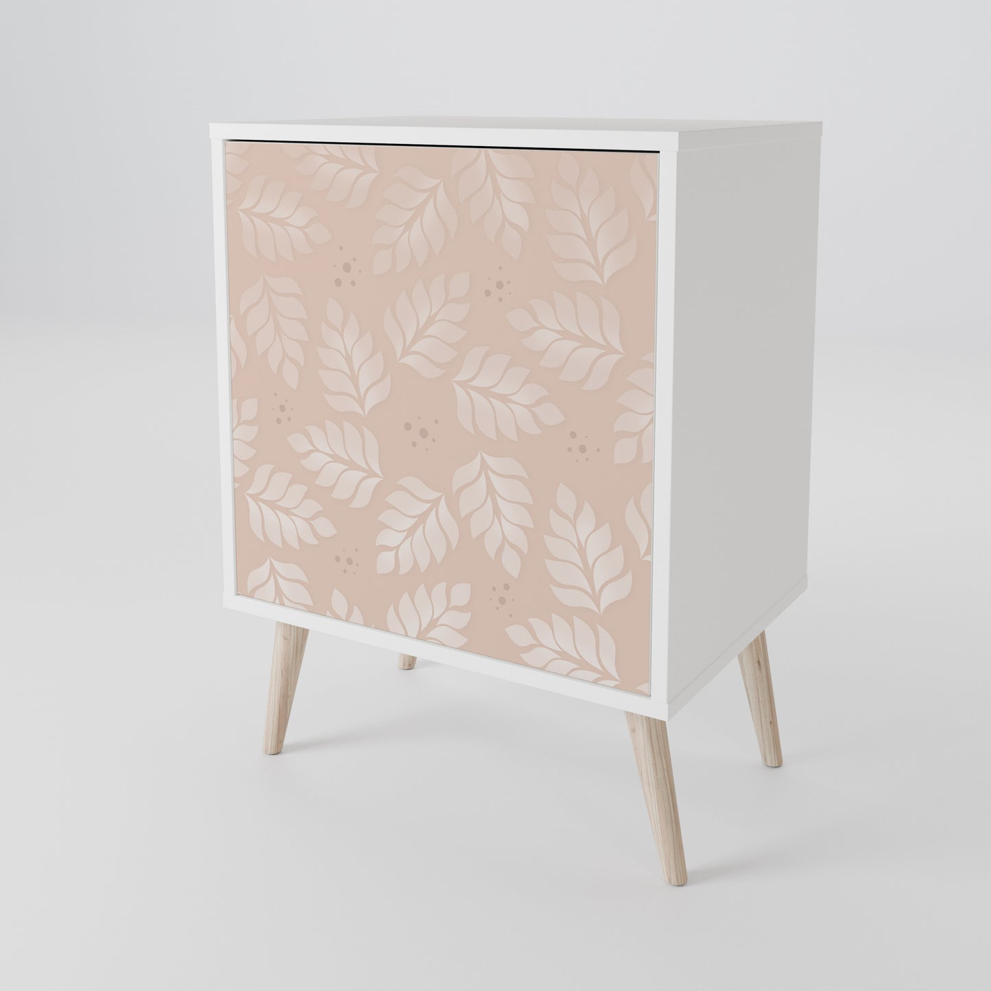 LEAVES ON BEIGE Madia a 1 Anta in Finitura Bianca