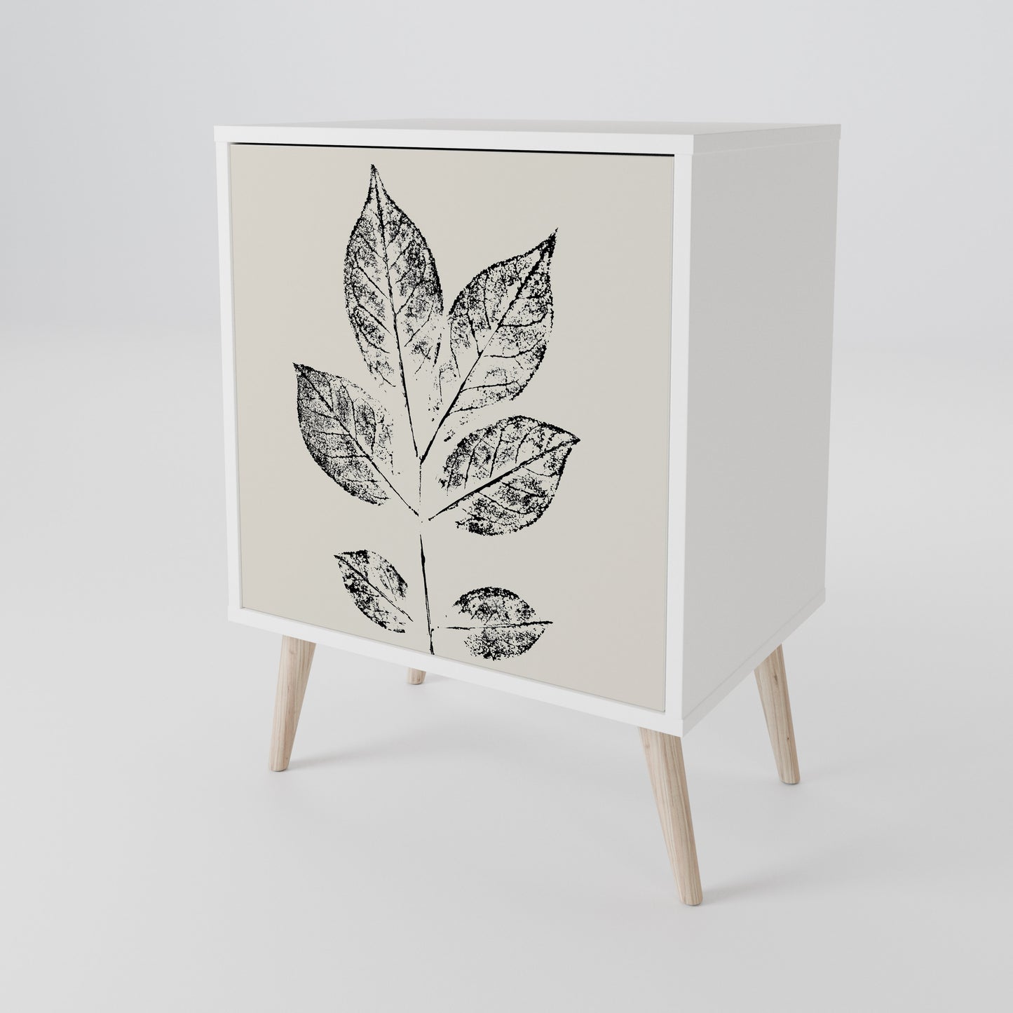 LEAFY STAMPS Madia a 1 Anta in Finitura Bianca