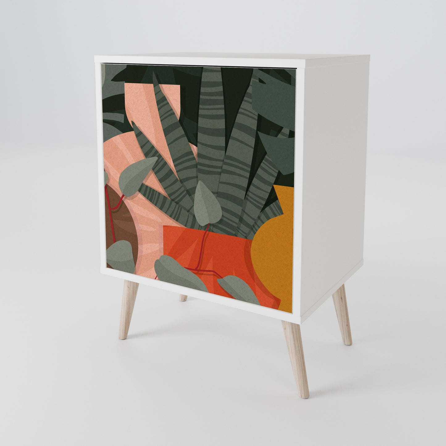 TROPICAL COMPOSITION 1-Door Sideboard in White Finish
