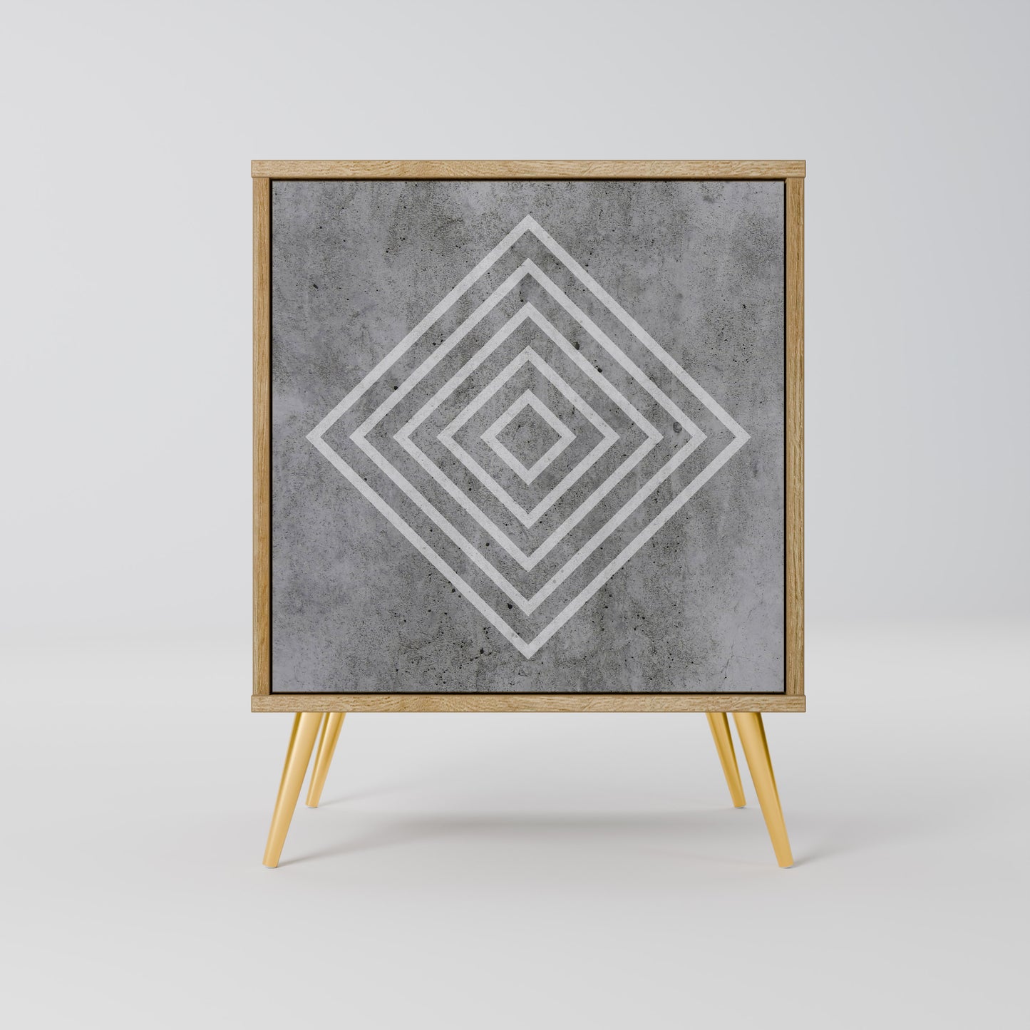 POLYGONAL ARTISTRY 1-Door Sideboard in Oak Effect
