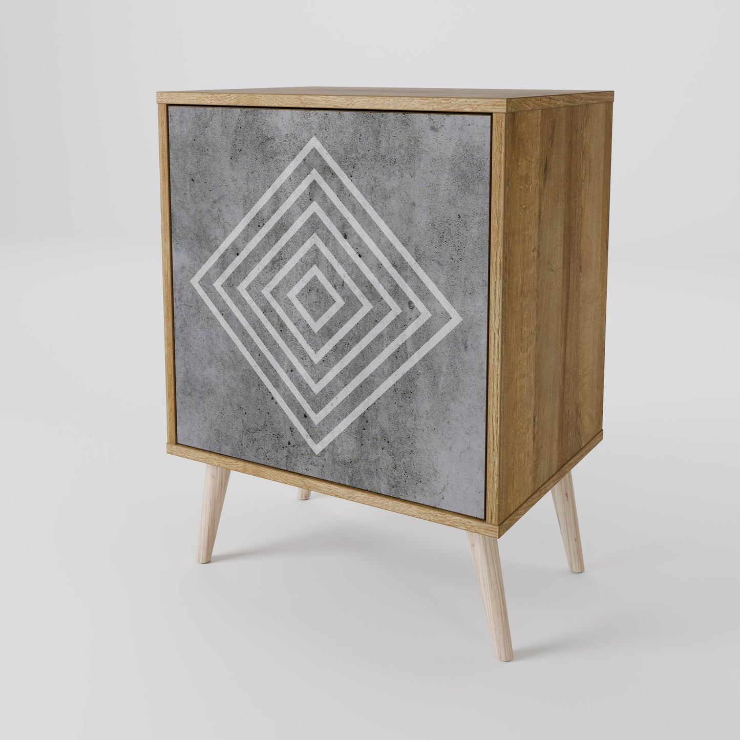 POLYGONAL ARTISTRY 1-Door Sideboard in Oak Effect