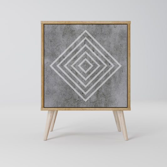 POLYGONAL ARTISTRY 1-Door Sideboard in Oak Effect