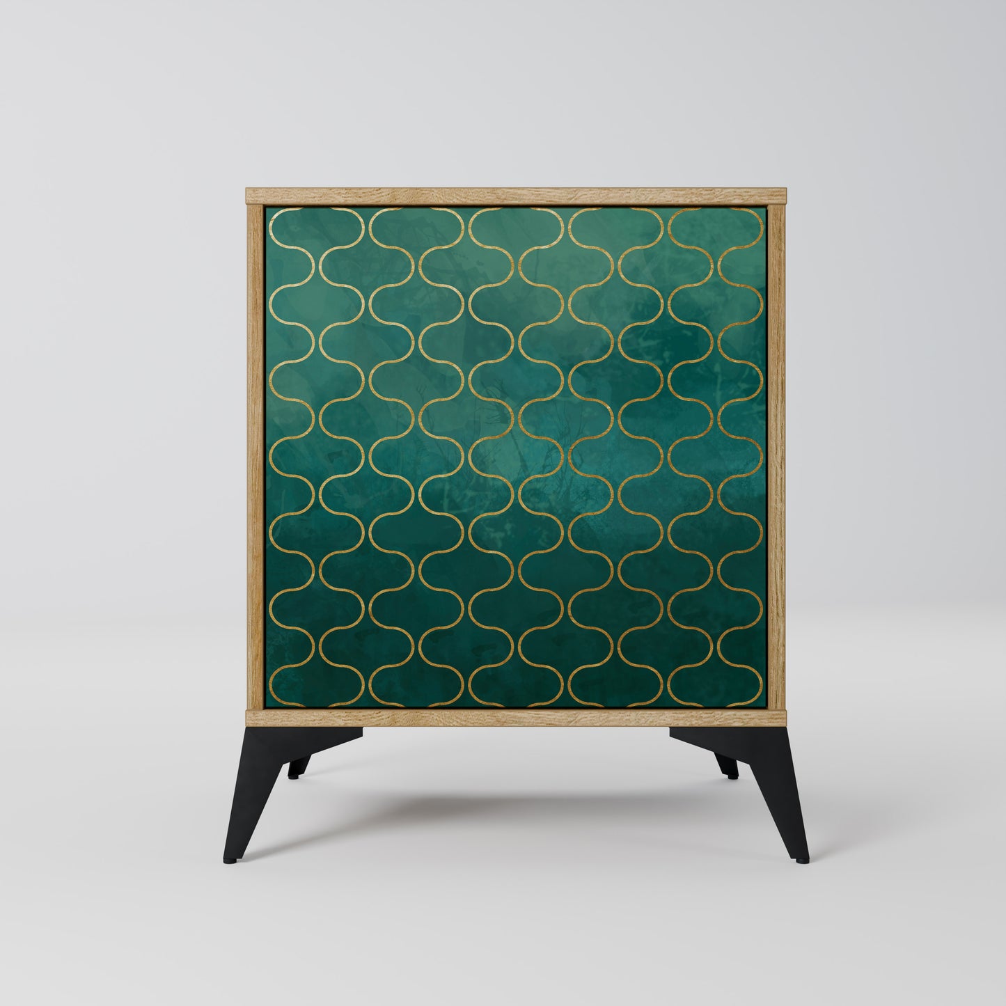 TESSELATED GREENERY 1-Door Sideboard in Oak Effect