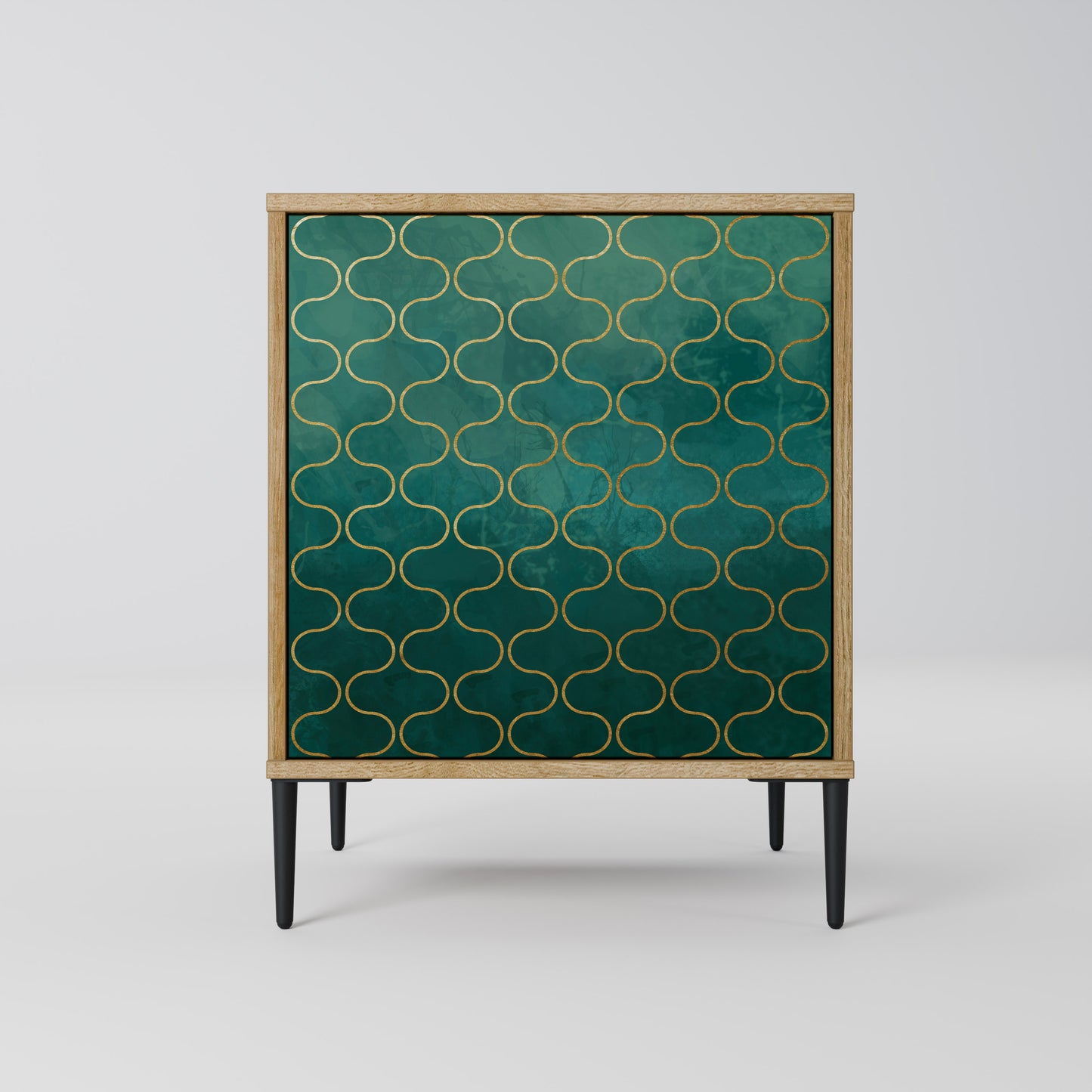 TESSELATED GREENERY 1-Door Sideboard in Oak Effect