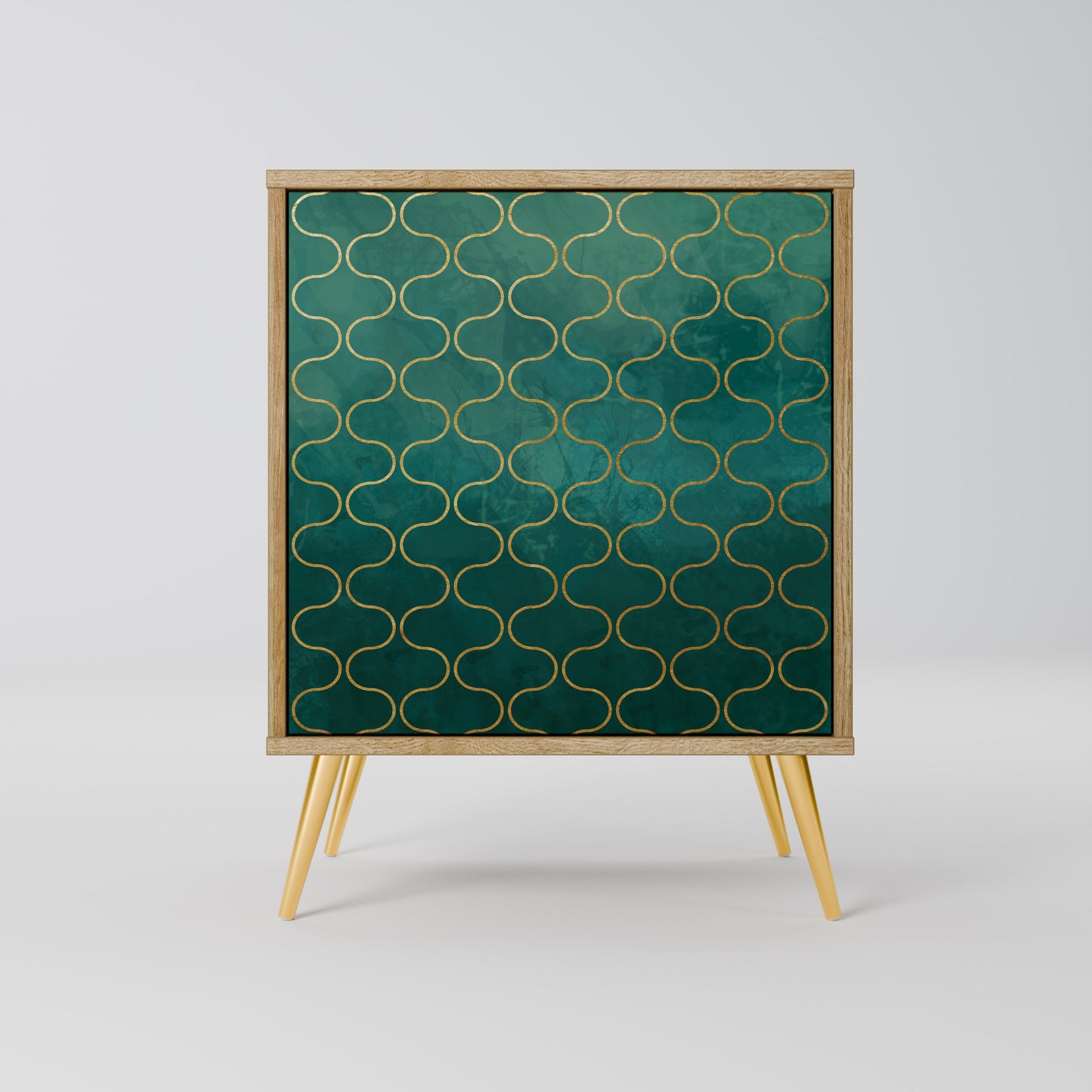 TESSELATED GREENERY 1-Door Sideboard in Oak Effect