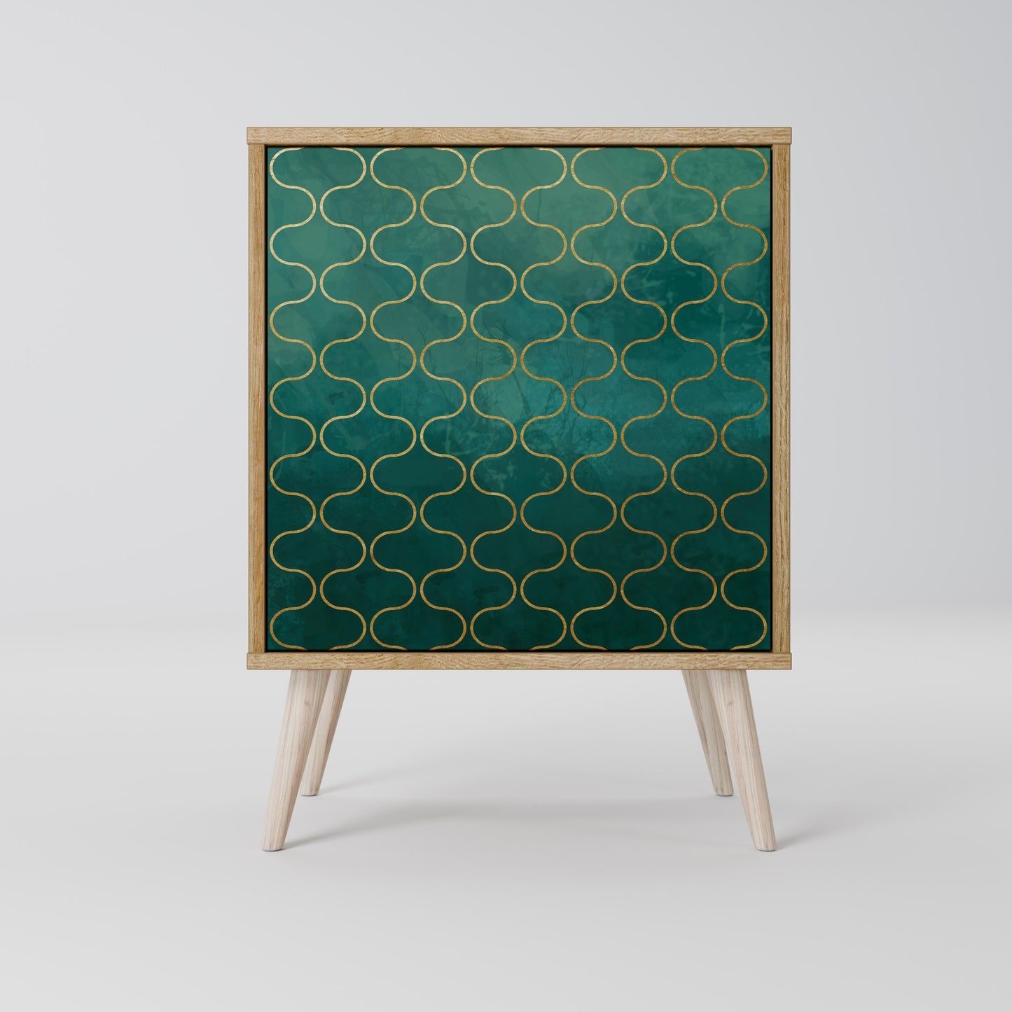 TESSELATED GREENERY 1-Door Sideboard in Oak Effect