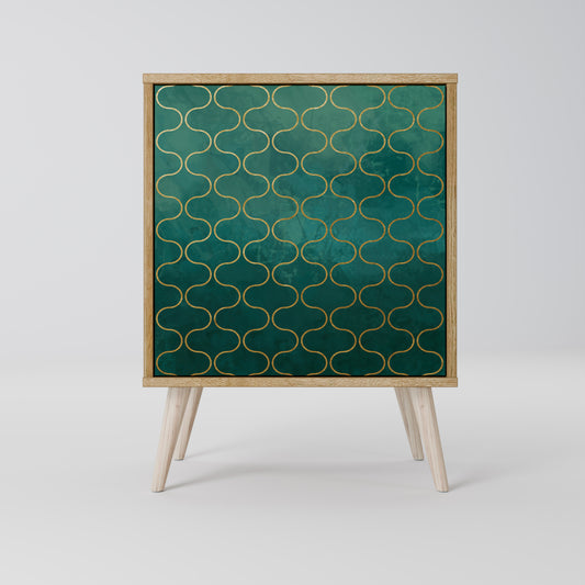 TESSELATED GREENERY 1-Door Sideboard in Oak Effect