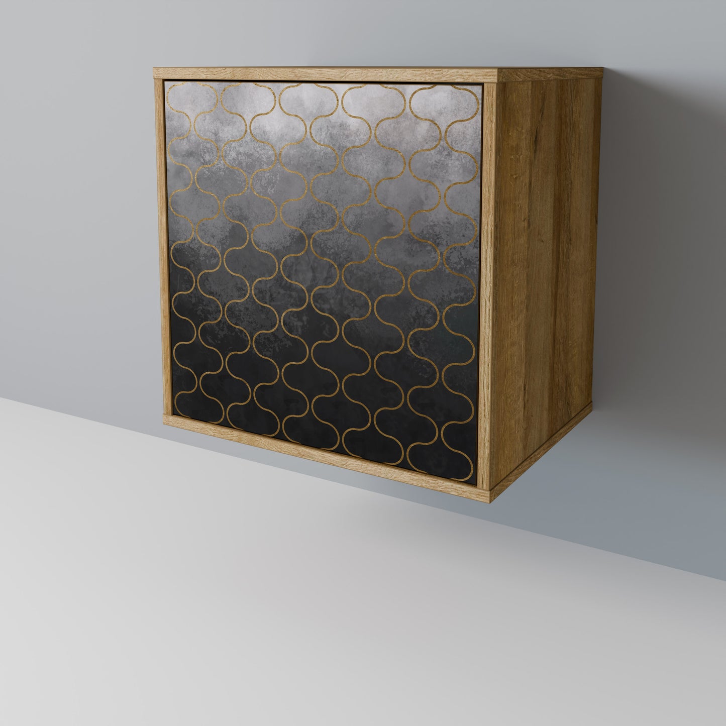 TESSELATED GRAYISH 1-Door Sideboard in Oak Effect