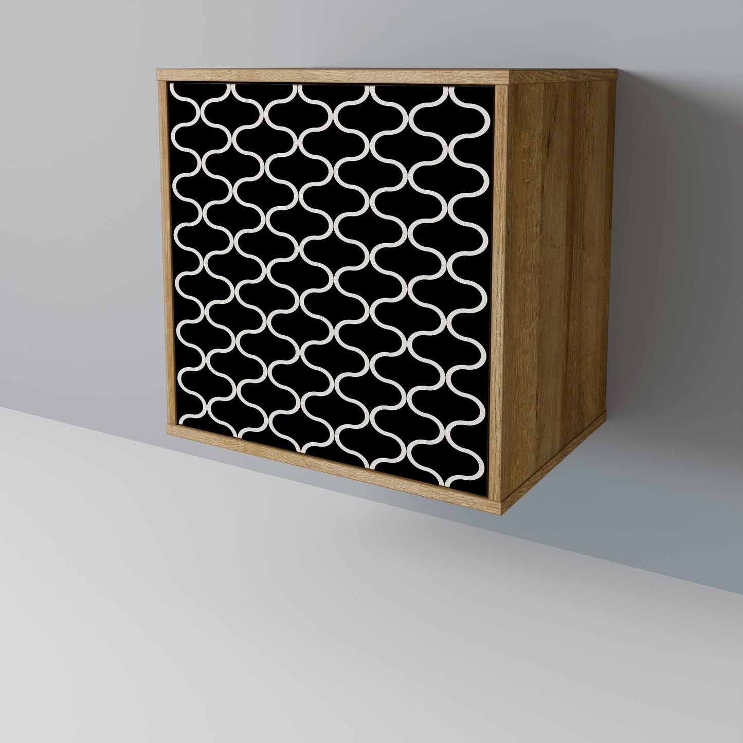 TESSELATED BLACKNESS 1-Door Sideboard in Oak Effect