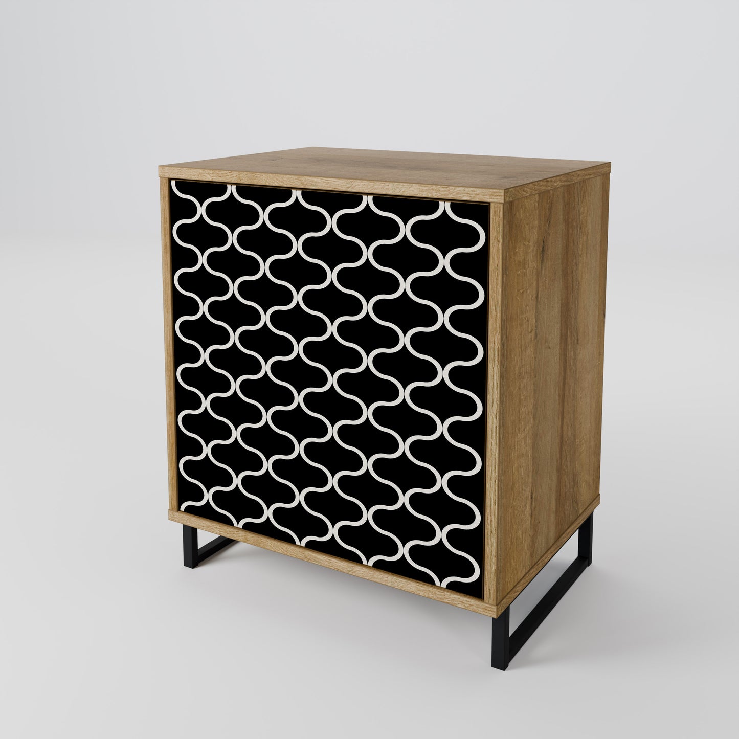 TESSELATED BLACKNESS 1-Door Sideboard in Oak Effect