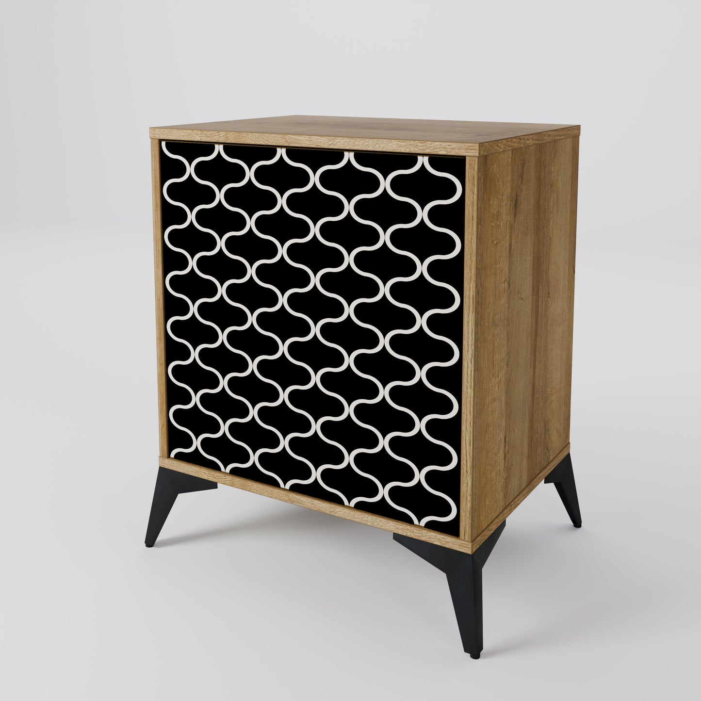 TESSELATED BLACKNESS 1-Door Sideboard in Oak Effect