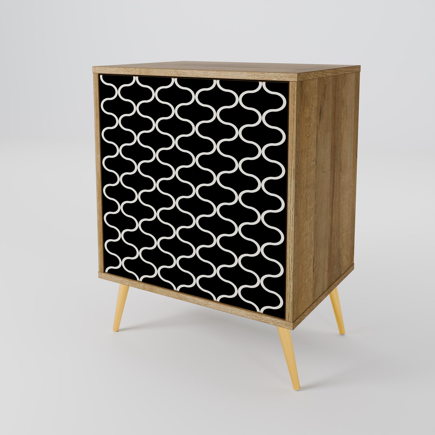 TESSELATED BLACKNESS 1-Door Sideboard in Oak Effect