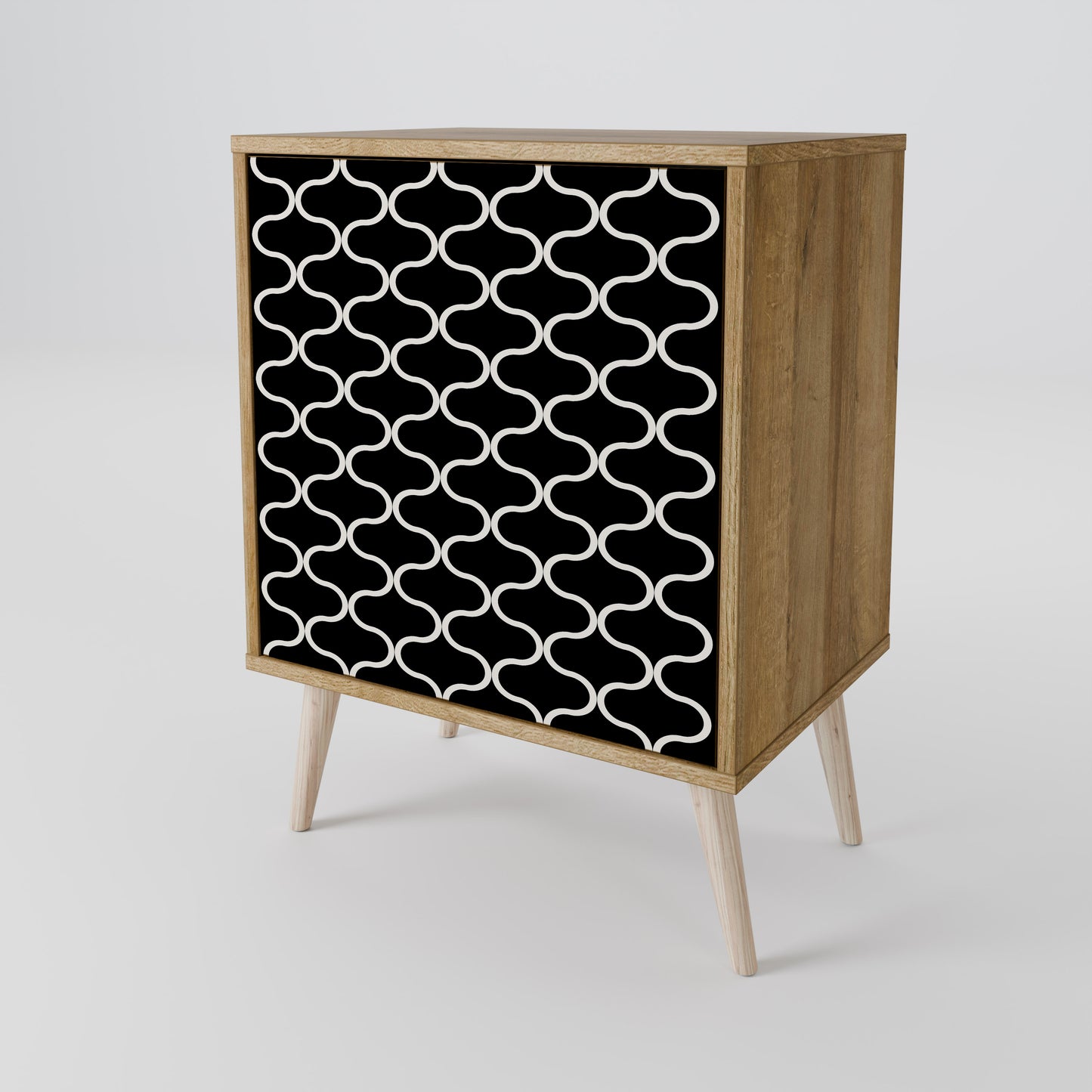 TESSELATED BLACKNESS 1-Door Sideboard in Oak Effect