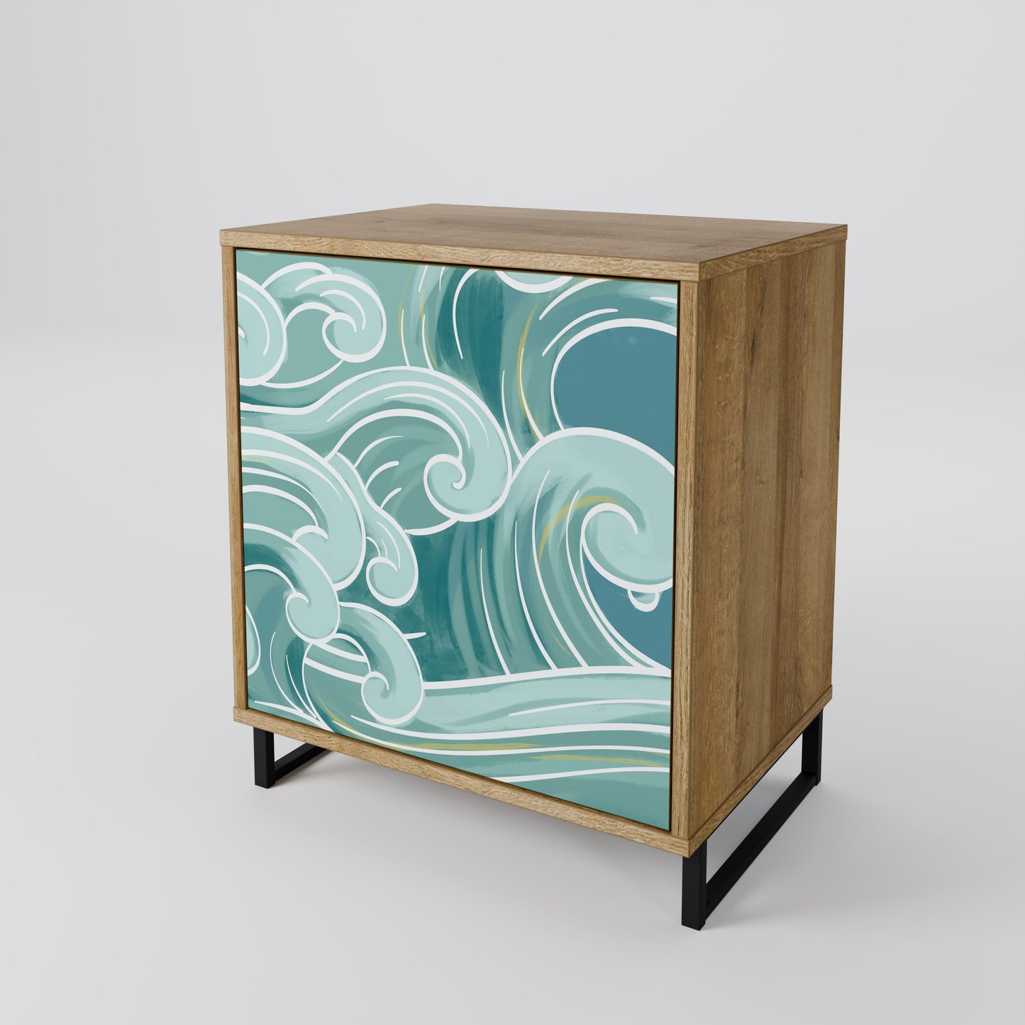 ASIAN SWAY 1-Door Sideboard in Oak Effect