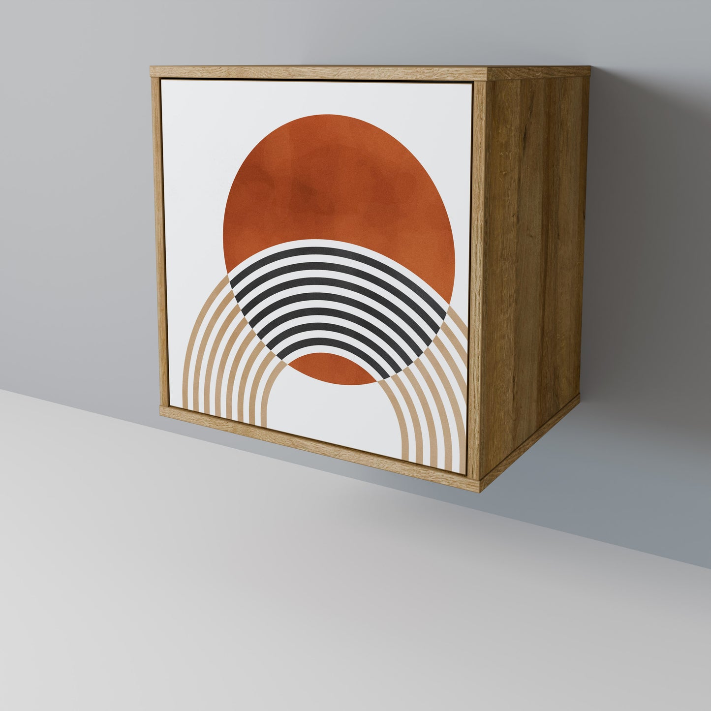 Credenza CIRCLE RHYTM a 1 anta effetto rovere