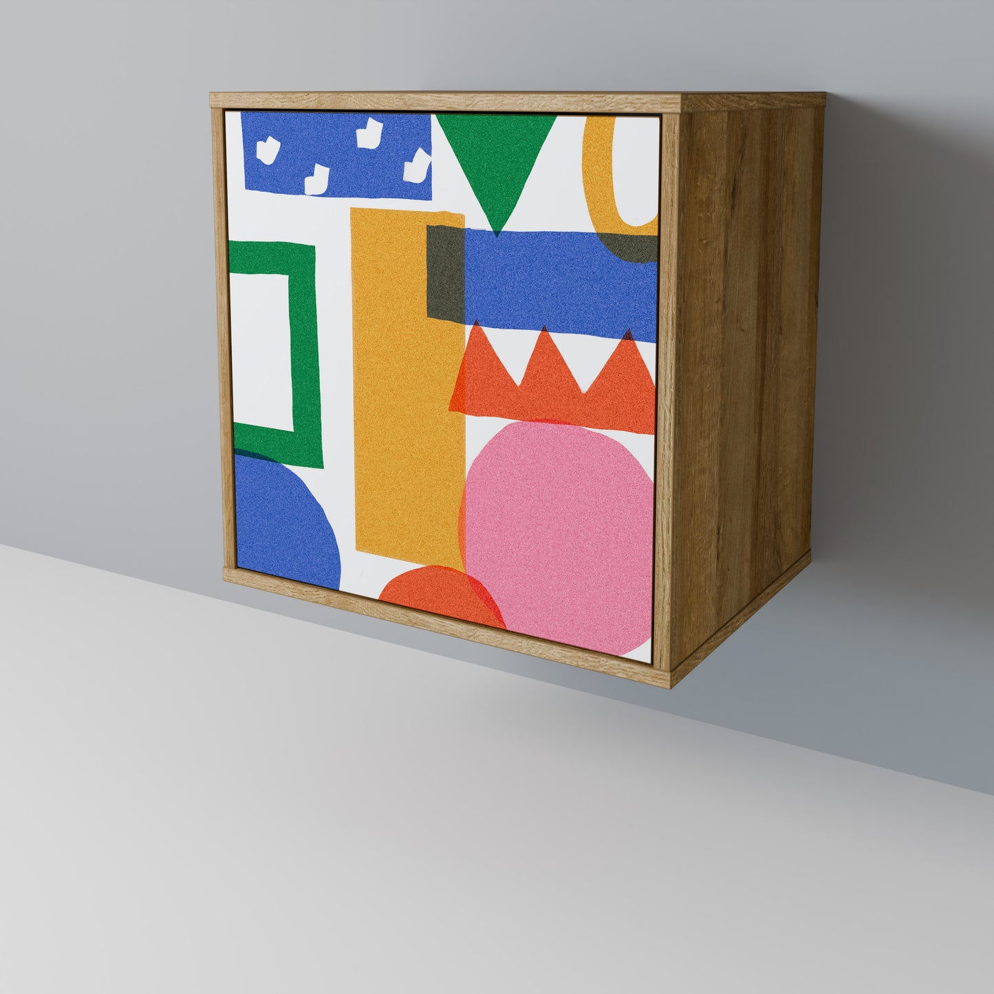 Credenza GEOMETRIC GLIMMER a 1 anta effetto rovere