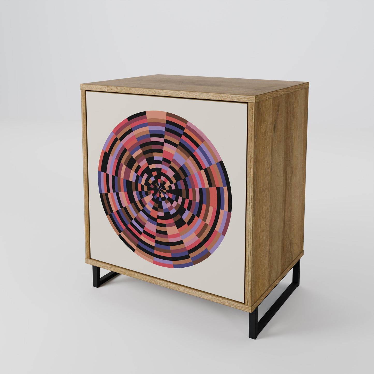 BROWN CIRCLES 1-Door Sideboard in Oak Effect