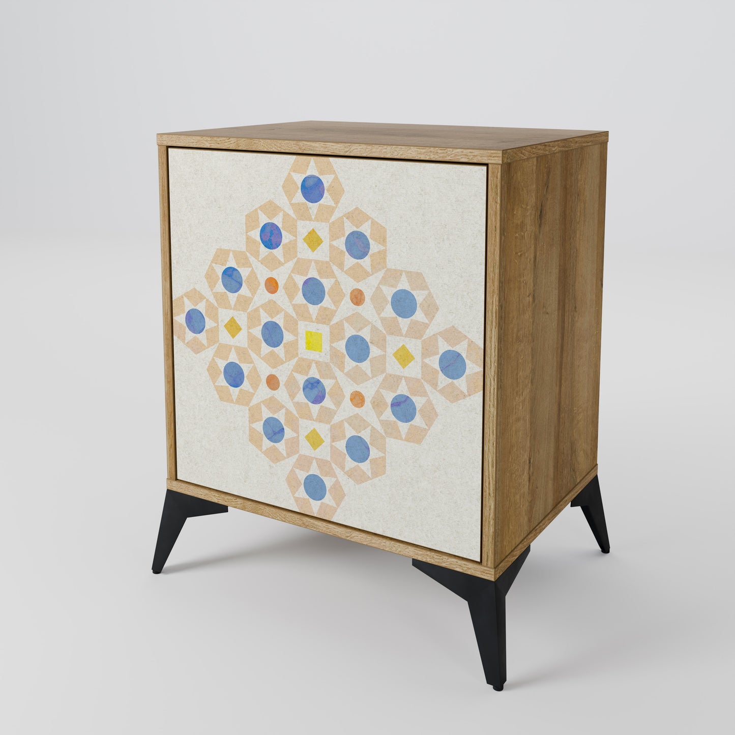 PATTERNED PRISM 1-Door Sideboard in Oak Effect