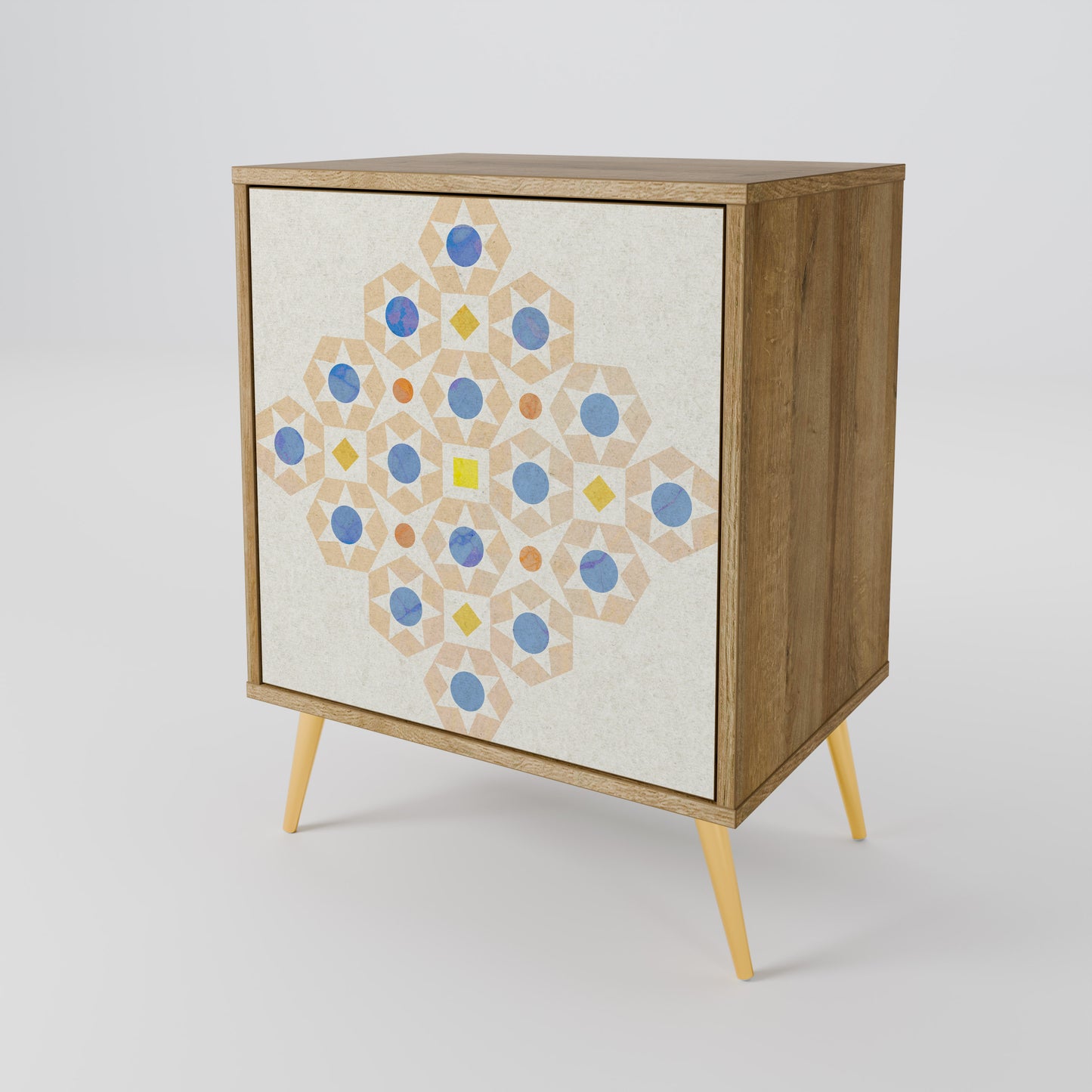 PATTERNED PRISM 1-Door Sideboard in Oak Effect