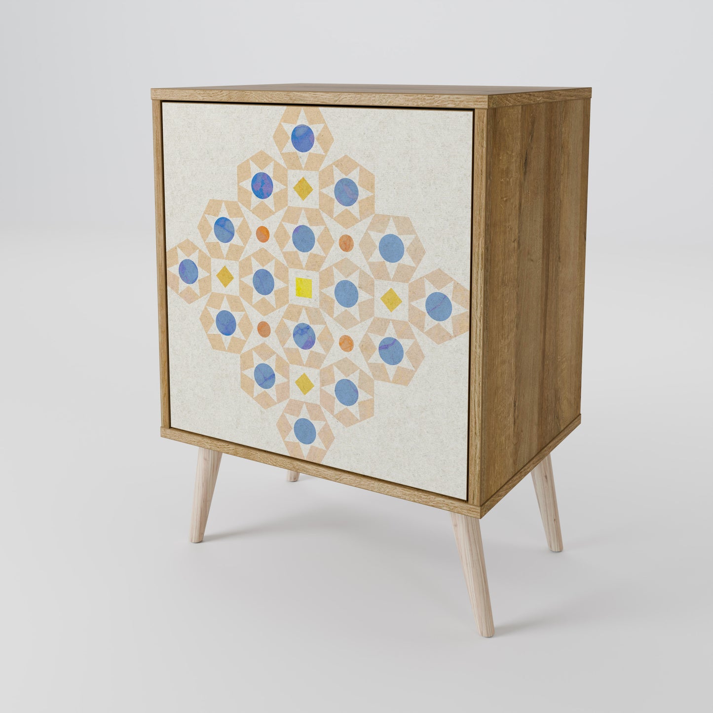 PATTERNED PRISM 1-Door Sideboard in Oak Effect