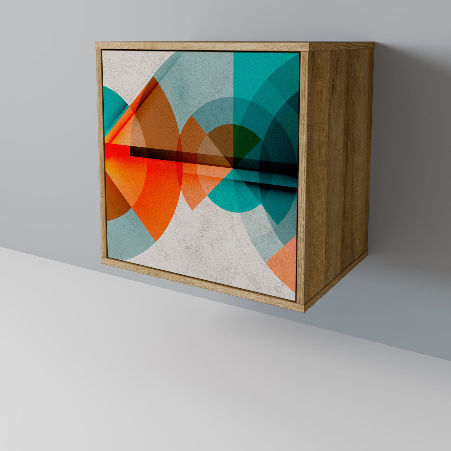 Credenza CIRCULAR RHAPSODY a 1 anta effetto rovere