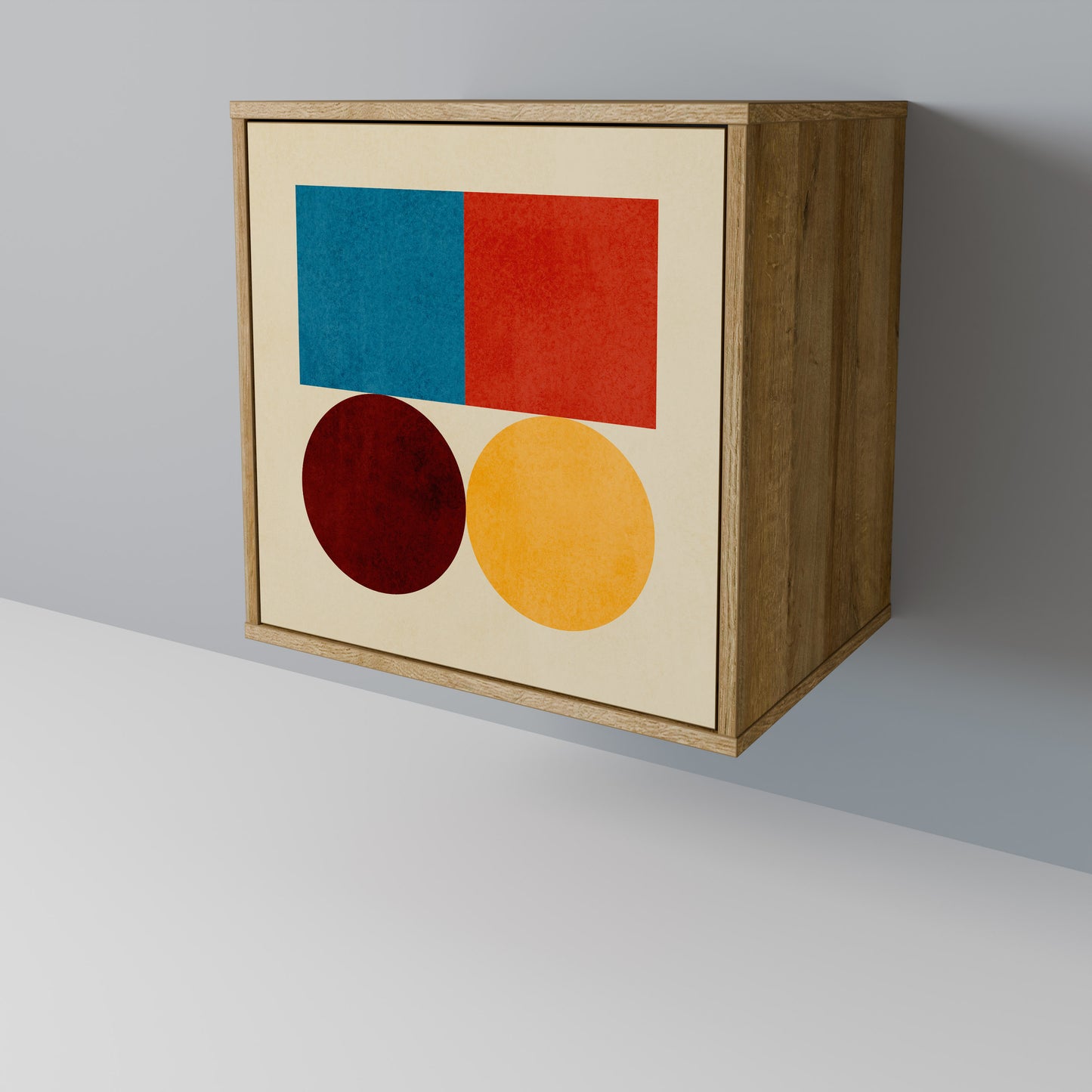 Credenza GEOMETRIC PUZZLE a 1 anta effetto rovere