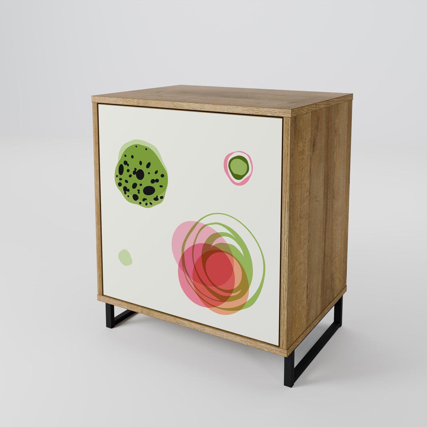 COLORFUL COSMOS 1-Door Sideboard in Oak Effect