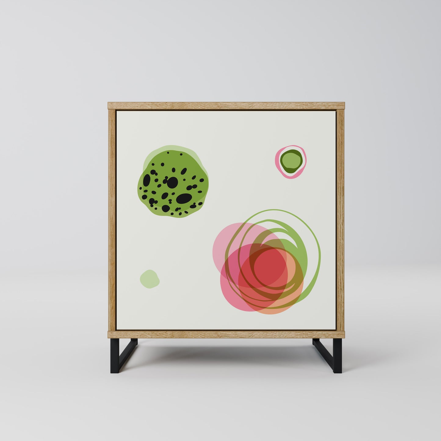 COLORFUL COSMOS 1-Door Sideboard in Oak Effect
