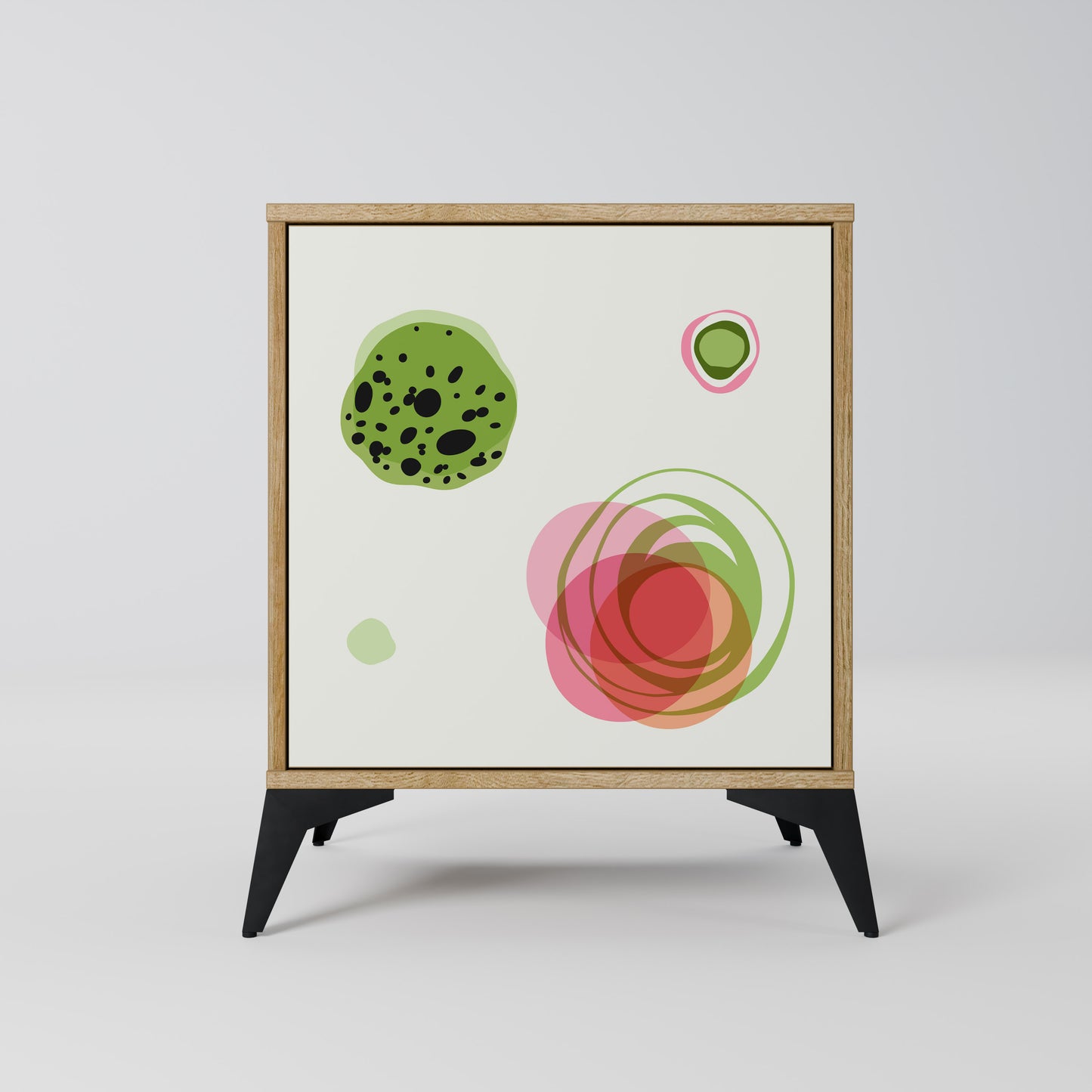COLORFUL COSMOS 1-Door Sideboard in Oak Effect