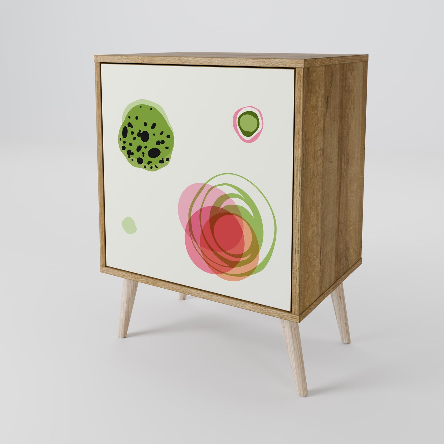 COLORFUL COSMOS 1-Door Sideboard in Oak Effect