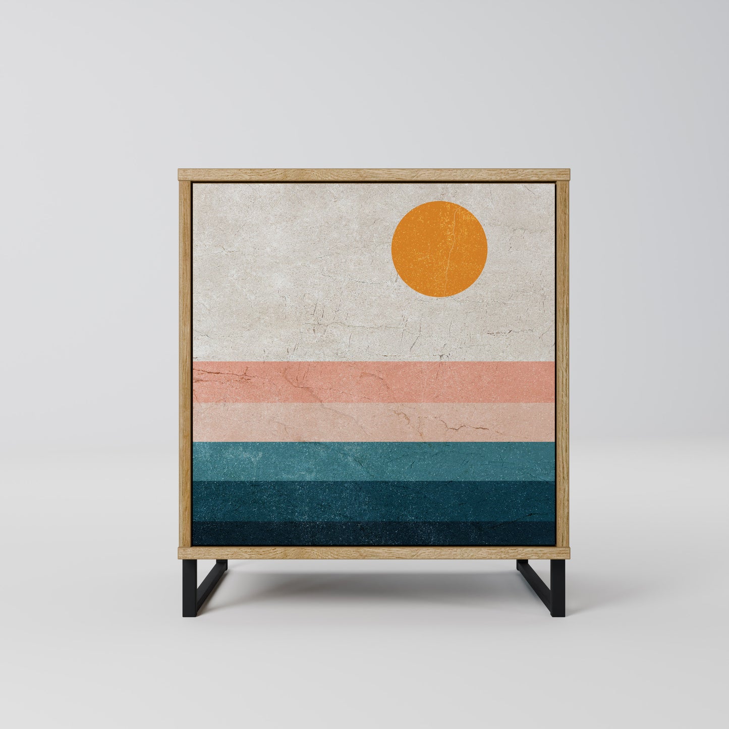 Credenza TWO HALVES a 1 anta effetto rovere