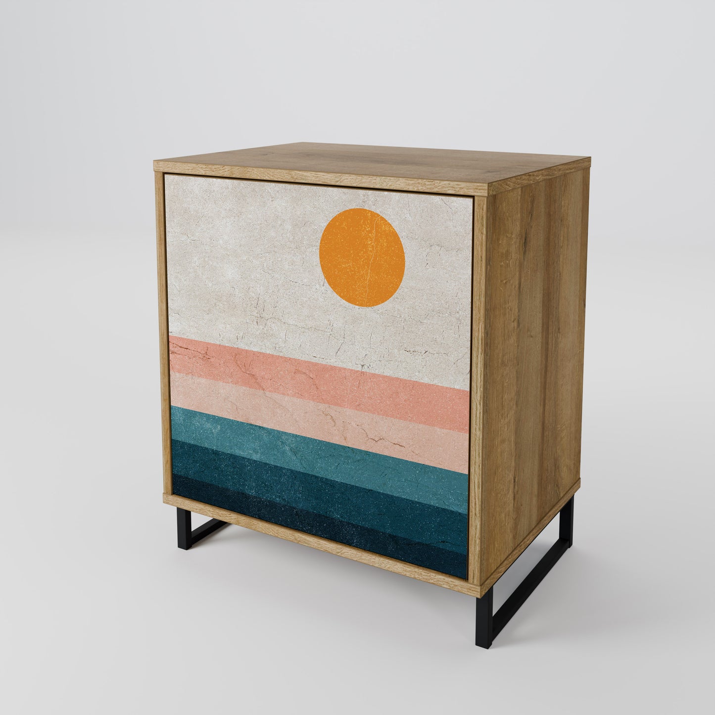 Credenza TWO HALVES a 1 anta effetto rovere