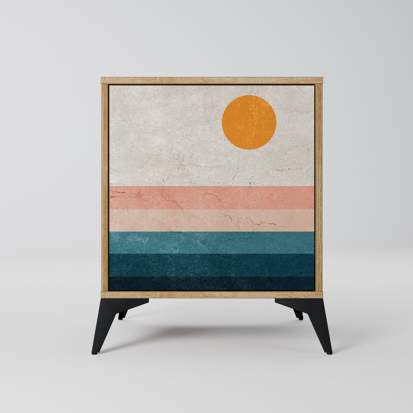 Credenza TWO HALVES a 1 anta effetto rovere