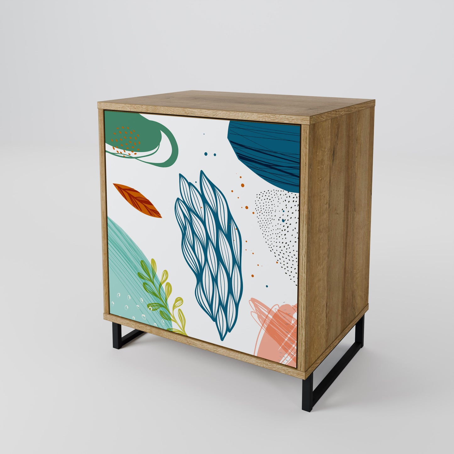 BOTANICAL HURRICANE 1-Door Sideboard in Oak Effect