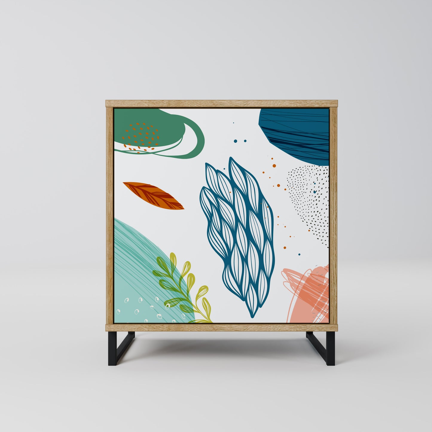 BOTANICAL HURRICANE 1-Door Sideboard in Oak Effect