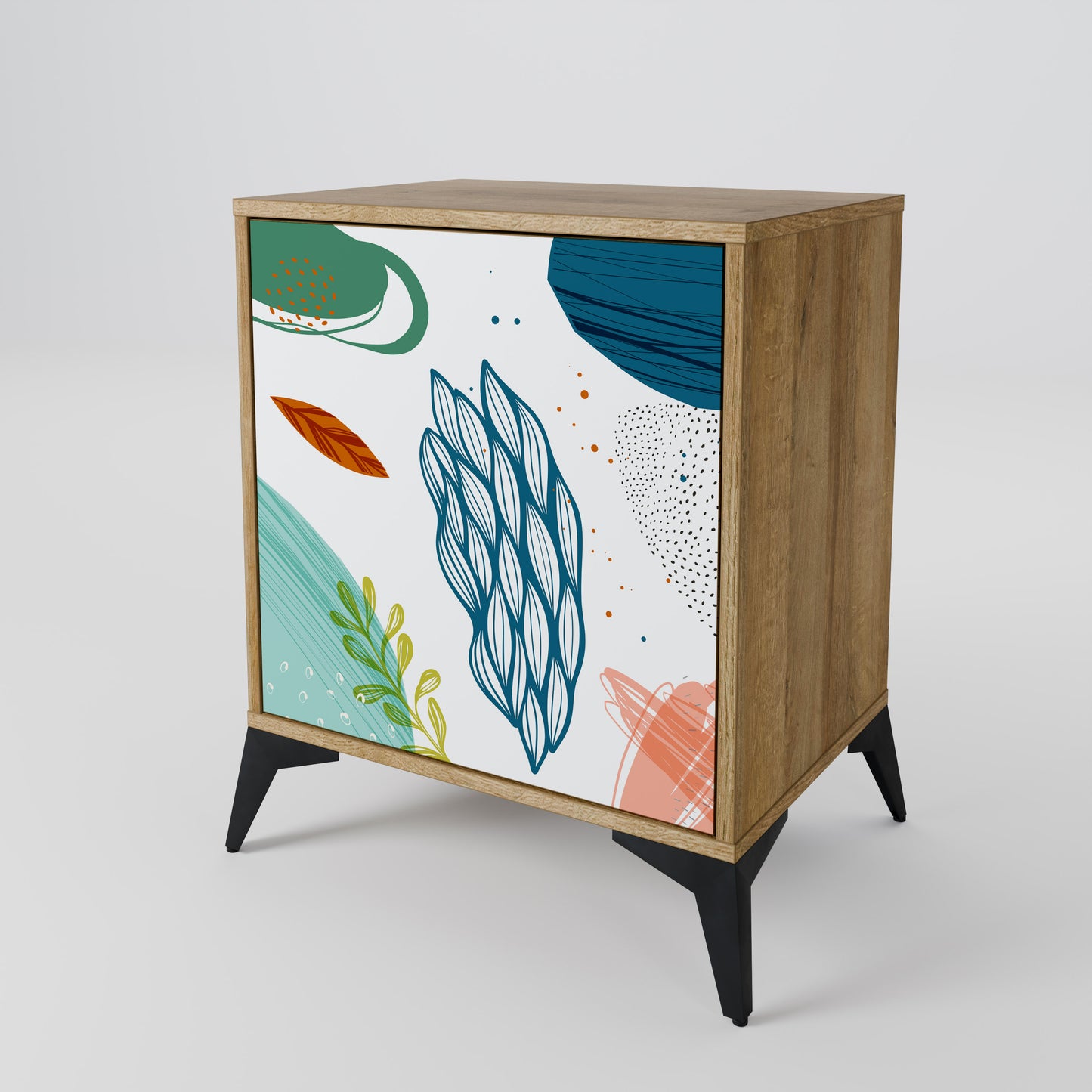 BOTANICAL HURRICANE 1-Door Sideboard in Oak Effect