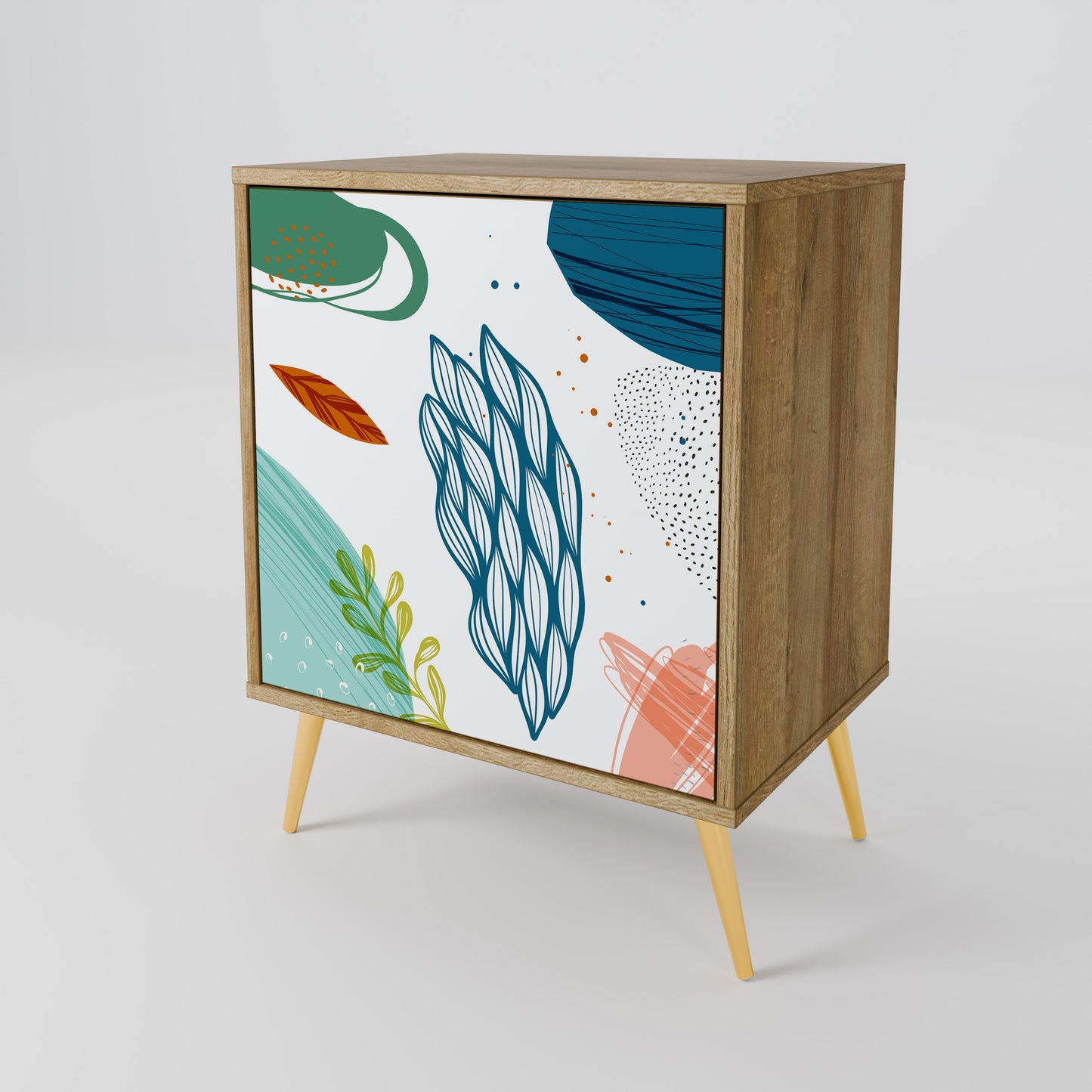 BOTANICAL HURRICANE 1-Door Sideboard in Oak Effect