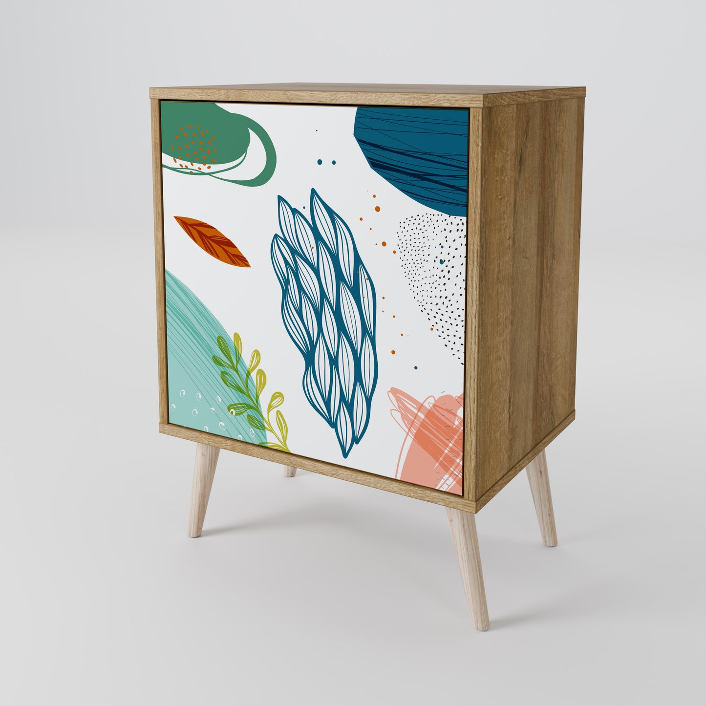 BOTANICAL HURRICANE 1-Door Sideboard in Oak Effect