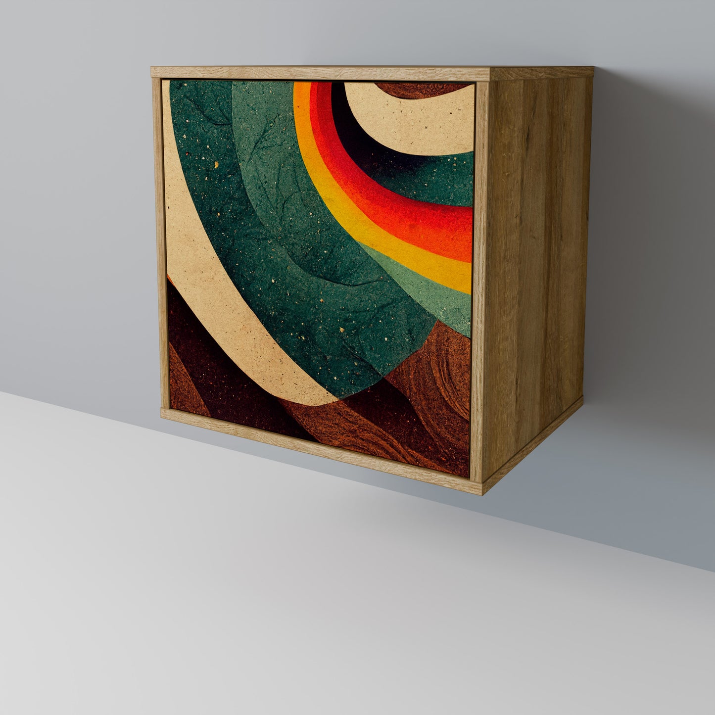 COLORFUL STRANDS 1-Door Sideboard in Oak Effect