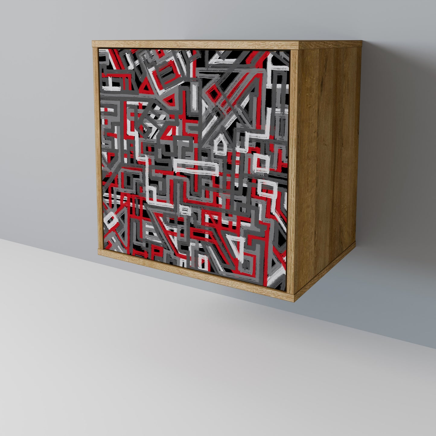 Credenza BROKEN LINES a 1 anta effetto rovere