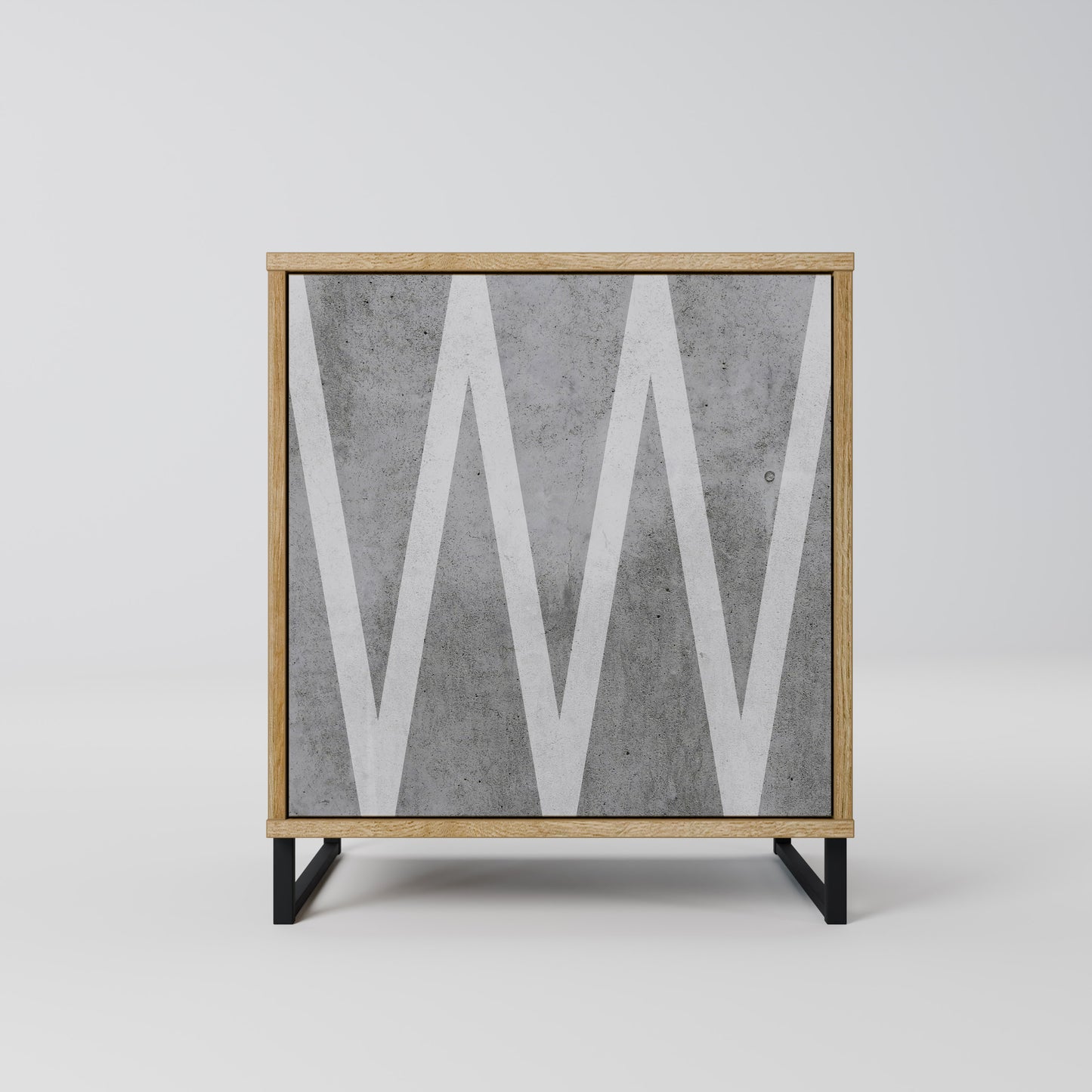 SOLID ZIG ZAG 1-Door Sideboard in Oak Effect